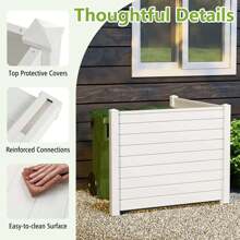 Lifezeal 48"L X 37.5"H Air Conditioner Fence With 3 Ground Stakes Black/White - 白色 - 查看 5