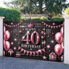 40 岁生日背景新开始、遥远的地平线、多尺寸黑色背景聚酯悬挂横幅适用于室内和室外摄影背景道具