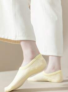 6 Pairs Women Vertical Striped Simple Casual Breathable Low-Cut Invisible Boat Socks - Multicolor - View 4