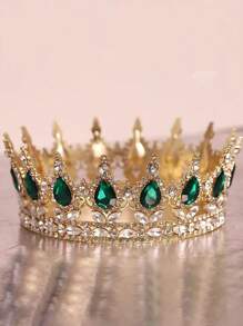 1 pieza Corona nupcial de estilo vintage de aleación con cristales , tocado con cristal en forma de gota para fiesta de cumpleaños, diadema de reina para disfraz