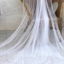 1pc Faux Pearl Decor Table Runner, Wedding White Pearl Tulle Tablecloth, Wedding Arch Decoration Reception Bridal Shower, Party Decoration, Chair Streamer, Event Background Wall Decor,Christmas