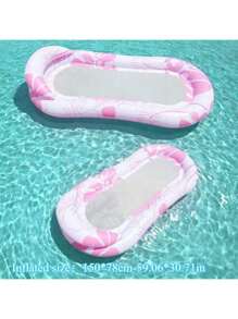 A Large Inflatable Floating Bed Suitable For Adults To Lie Down, Relax, Enjoy Sunbathing, And Rest. The Inflatable Swimming Floating Bed Hammock With Soft Mesh Center, Water Lounge, Swimming Pool Float Are Perfect For Summer Outdoor Beach Games, Swimming Pool Parties, And Reusable Color Blocked Headrests. Thickened, With Multiple Colors To Choose From, Beach Essentials, Beach Accessories - Multicolor - View 6