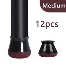 12/24PCS Round Chair Leg Floor Protectors, Thickened Felt Bottom, Anti Slip Reusable Chair Leg Covers,Furniture Sliders, Scratch Free, Noise Free, Suitable For Various Furniture Legs And Flooring(Black)