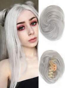 1 件合成爪夹发髻发髻卷发发髻发饰女士女孩彩色迷你爪夹发髻假发日常佩戴派对角色扮演圣诞节万圣节使用 - 彩色 - 查看 17