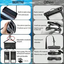 1pc Waterproof Phone Pouch, Large Waterproof Telephone Case, Universal Waterproof Phone Dry Bag, Compatible With IPhone, All Smartphones, Black