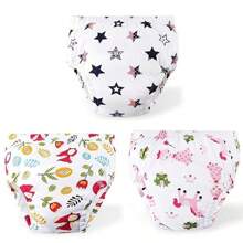 4 件幼儿如厕训练裤，可重复使用的防水训练内衣，送给幼儿和婴儿的最佳礼物，多种颜色可选（尺码偏大，适合长期穿着）