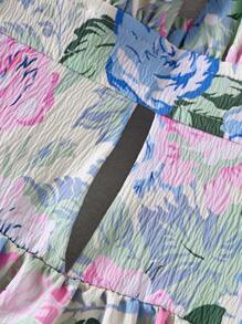 Women's Floral Printed Spaghetti Strap Backless Vacation Dress, Spring/Summer - Green - View 4