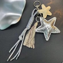 Colgante de estrella dorada personalizada con múltiples elementos para mujer, nuevos encantos colgantes para bolso, joyería colgante creativa, llavero con cadena. Verano