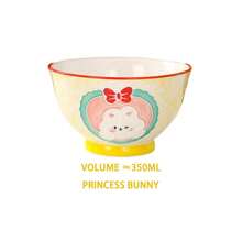 手绘浮雕陶瓷大容量饭碗，精美家用餐碗，可爱食物/沙拉碗 - 彩色 - 查看 11