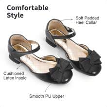 Little Girls Low Heel Ballet Flats Wedding Party Dress Shoes - Black - View 5