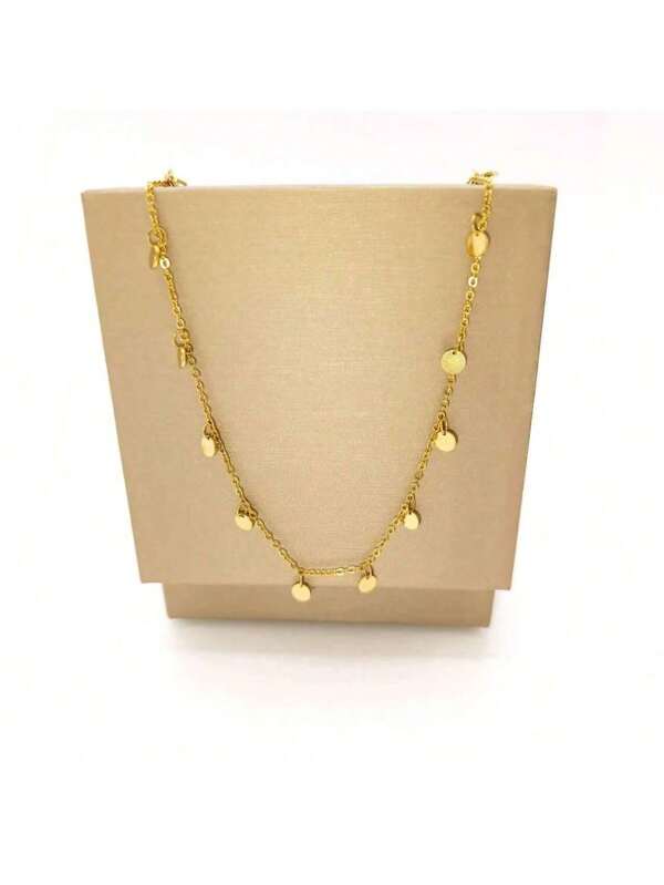 1 Stück minimalistischer Edelstahl 18 Karat Goldfarben Kreis Anhänger Halskette, raffinierter und vielseitiger Schmuck für Frauen