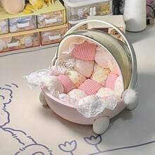1pc Doll Display Storage Box Container, 10cm/16cm/17cm/20cm-23cm, Makeup Organizer, Decorative Cartoon Rocking Crib With Lid, Dust-Proof