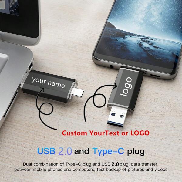 Chiavetta USB 64GB con logo stampato a laser, pennetta USB di tipo C colorata da 32GB, dispositivo di archiviazione USB ad alta velocità, stick di memoria personalizzato con logo rosso