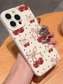 Cute Cherry Blossom Design Phone Case With Protective Cover To Prevent Dropping, Compatible With IPhone & Series - Multicolor - View 2
