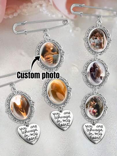 1/2Pcs Customized Personalized Photo Bouquet Memory Pendant, Custom Bridal Bouquet Photo Pendant, Personalized Wedding Brooch, Customizable 1~3 Photo Pendant, Gift For Groom, Gifts For Bride, Newlywed Gift, Wedding Party Gifts, Bridal Gifts, Bridesmaid Gifts, Birthday Gift, Suitable For Him/Her, Boyfriend, Girlfriend, Couple, Wife, Husband, Family, Bestie, Colleague, For Unique Gifts For Anniversary, Wedding, Valentine's Day, Engraved,Stainless,Colorful,Cute,Adorable,Funny,Kawaii,Y2K,Stylish,Unisex,Casual,Custom,Personalized,Unique,Customized,Ideal Gifts For Him,Ideal Gifts For Her,Her,Boyfriend,Girlfriend,Family,Friends,For Valentine's Day,For Mother's Day,For Birthdays,For Children's Day,For Father's Day,For Graduation,For Weddings,For Housewarming,Customized Brooch,Vintage Outfit,Apparel Accessories,Halloween Edit,Freshman, Sophomore, Underclassmen