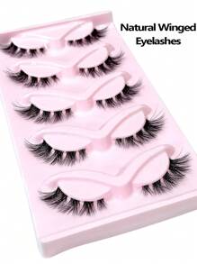 Asiteo 10pcs/Set New Cat Eye False Eyelashes 3D Natural Transparent With Fluffy Soft Criss-Cross Lashes, Suitable For Anime/Manga Style, Delicate & Natural Lash Extension Makeup - 眼尾拉長款 - 查看 4