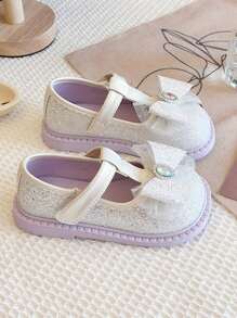1 paire de chaussures plates beiges pour bébé, chaussures confortables en crochet et boucle pour filles, chaussures de style fée de mode pour enfants, été