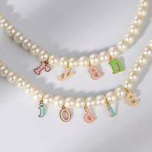 1pc Custom Personalized Name Necklace, Natural Shell Pearl Necklace, Pendant With Enamel Craft, Handmade Beads, Perfect Holiday Gifts, Wedding Gifts, Valentine's Day Gifts, Mother's Day, Father's Day, Girlfriend Birthday, Anniversary, Family, Friends,