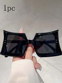 2pcs/1pc Girls Fashion Full Frame Asymmetrical Shape Super Large Frame Multicolor Gradient Design Fashionable Boys, Vacation Travel And Photoshoot, Street Hip-Hop Personalized Matching - Multicolor - View 4