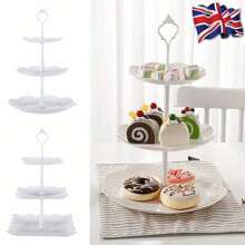 3 Tier Plastic Cake Stand Afternoon Tea Wedding Plates Party Embossed Tableware - Square - View 2
