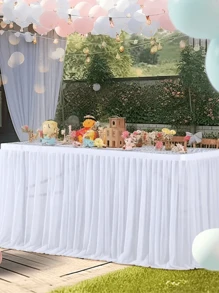 1pc Elegant Table Skirt, 27.56x165.35 Inches Table Cloth, Suitable For Birthday Party, Wedding, Holiday Decoration, Home Decor, Room Decor, Dining Table, Kitchen Decor