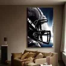 Framed American Football Sport Canvas Wall Art, American Football Art Prints, Rugby Art Poster, Black White Gym Artwork Prints For Bedroom Man Cave Boy's Bedroom Decor, Creative Home Decoration, High Quality Decorative Posters, Dormitory, Gym, Bar, Cafe, Arcade, Room Living Room Wall Decoration Painting, Perfect Gift.