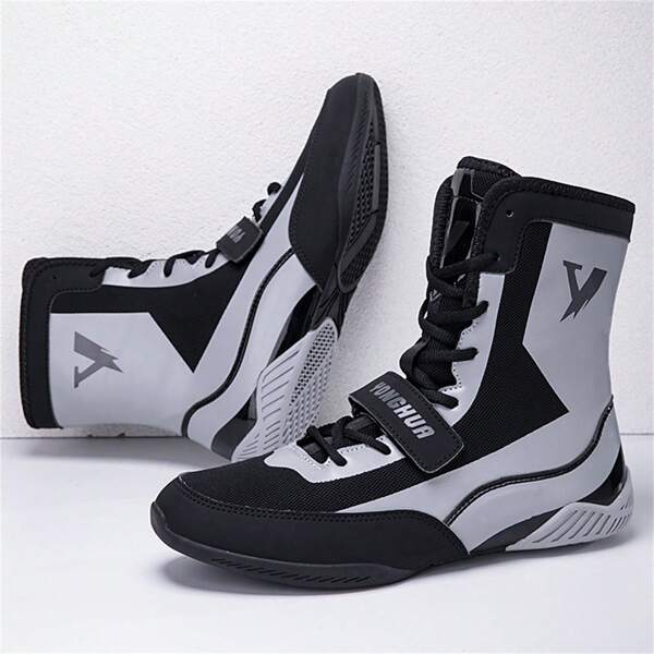 Sapatos de luta livre masculinos – Sapatos de boxe masculinos – Feitos de microfibra Sapatos de luta livre de alta tração para homens e mulheres - Sapatos duráveis para luta livre, boxe, levantamento de peso e fisiculturismo – Calçados para esportes de combate, tênis leves para academia