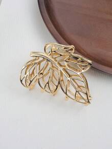 1 pièce Pince à cheveux en métal creuse en forme de feuille, taille moyenne, pince occipitale, fixation forte, polyvalente, pince à cheveux, mâchoire à cheveux, pince à cheveux, attache à cheveux, clip de cheveux
