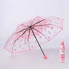 1pc Unisex Hand Open Foldable Transparent Umbrella, Compact Folding Rain Umbrella, Photo Prop