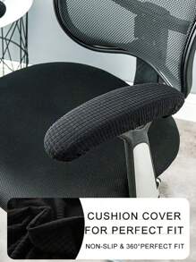 2pcs Solid Color Corn Velvet Office Chair Armrest Covers, Stretch Polyester Fleece All Season Dustproof Sofa Armrest Protectors - Black - View 4