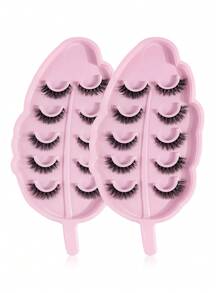 10 Pairs 3D Faux Mink Hair Fluffy False Eyelashes With Leaf-Shaped Tray, Natural Looking, Thick And Soft, Reusable, Individual Packaging, Makeup Tool For Beauty - Criss Cross lashes - View 4