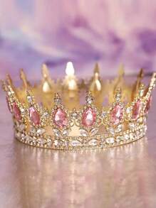 1 pieza Corona nupcial de estilo vintage de aleación con cristales , tocado con cristal en forma de gota para fiesta de cumpleaños, diadema de reina para disfraz