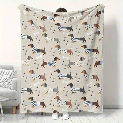 Super Soft Dachshund Fleece Blanket - Cozy, Warm And Versatile, Suitable For All Seasons - Great For Sofa, Bed, Couch, Office And Travel - Stain-Resistant Flannel Fabric, Ideal Gift For Pet Lovers