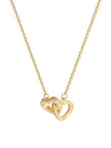 1pc Elegant Versatile Heart Shaped Double Ring Pendant Necklace, Lightweight Luxurious Design Necklace For Women, Suitable For Daily Wear, Gift For Valentine's Day, Mother's Day, Wedding Engagement