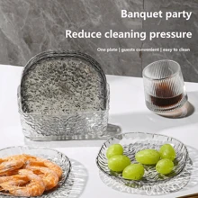 2PCS--4PCS--8PCS轻奢塑料家用骨吐盘餐桌垃圾骨盘小菜盘水果零食盘干果零食盘，学校用品 - 彩色 - 查看 4