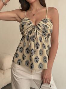 Camiseta de tirantes estampada de estilo bohemio para mujeres