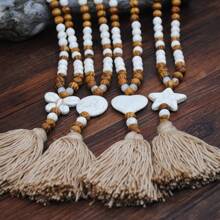 Women's Beaded Bohemian Style Long Necklace - Brown - View 11