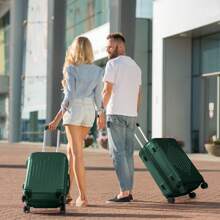 Lightweight Multifunctional Travel Suitcase With 360° Spinner Wheels, 4 Pieces, 12/20/24/28 Inch, Durable Hard Shell, Corner Protection - Dark Green - View 8