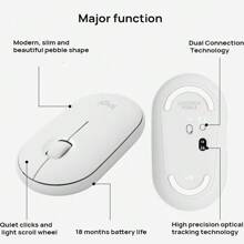 Logitech 无线蓝牙鼠标鹅卵石，纯色鹅卵石形，适用于办公室、Mac、Ipad、笔记本电脑、台式机（紫色） - 紫色 - 查看 6