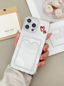 1 件简约高透明 TPU 保险杠印花红心保护手机壳，兼容 iPhone 13、Redmi 13C 4G、Galaxy S25 Ultra、Pixel 8，非常适合送给朋友的礼物