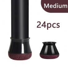 12/24PCS Round Chair Leg Floor Protectors, Thickened Felt Bottom, Anti Slip Reusable Chair Leg Covers,Furniture Sliders, Scratch Free, Noise Free, Suitable For Various Furniture Legs And Flooring(Black)