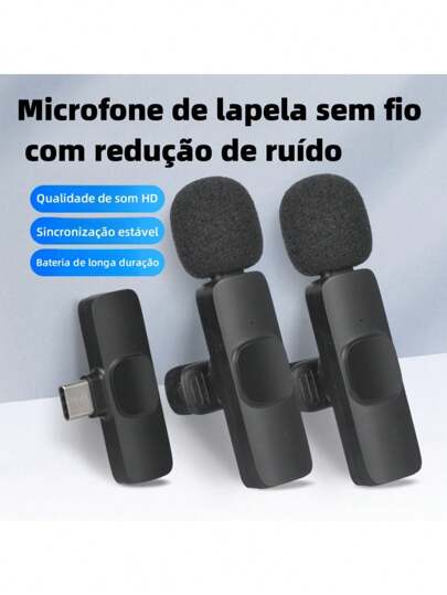 2 em 1 Microfone Sem Fio Mini Lapela, Plug & Play, Compatível com Celular Tipo-C, Ideal para Transmissão Ao Vivo, Entrevistas, Gravação de Vídeo/Áudio, Vlog, Ensino, Presentes de Natal, Acessórios Essenciais para Outono e Inverno, Camping e Férias