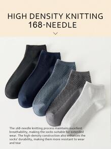 5/10 Pairs Men's Bamboo Fiber Short Socks, Sweat-Absorbent And Deodorizing, Business Casual Formal Black Ankle Socks, Suitable For Spring And Summer, Daily Wear, Size 39-44 - Multicolor - View 7