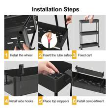 Slim Rolling Storage Cart Storage Cart Organizer Rolling Utility Cart,Room Decor,Bathroom Decor,Mobile Shelving Unit Slide Out Storage Shelves For Kitchen Living Room Bathroom Laundry Room & Dressers - 4 tầng màu đen - Xem 6