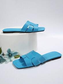 女士平底休闲时尚户外凉鞋，PU 皮革