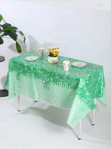 3 piezas de mantel desechable, resistente al agua y a las manchas de aceite, de 137 * 274 cm / 53,94 * 107,87 pulgadas, con patrón de diamante y dorado morado / verde, adecuado para fiestas temáticas y decoración diaria, se puede usar como telón de fondo