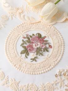 WGROOM 1pc/4pcs Polyester Embroidered Placemats For Kitchen, Dining Room, Table Decoration, Heat Insulation, Anti-Scratch, Anti-Dust, Suitable For Wedding, Party, Gift, Birthday, Christmas - White - View 5