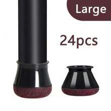 12/24PCS Round Chair Leg Floor Protectors, Thickened Felt Bottom, Anti Slip Reusable Chair Leg Covers,Furniture Sliders, Scratch Free, Noise Free, Suitable For Various Furniture Legs And Flooring(Black)