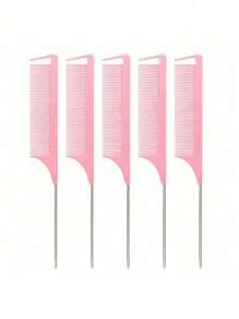 5pcs/Set Kids Anti-Static Carbon Fiber Steel Pin Hair Styling Comb Set, Black Graduated Rat Tail Comb, Metal Long Steel Pin Rat Tail Comb, Professional Hair Styling Comb With Graduated Markings - Multicolor - View 15