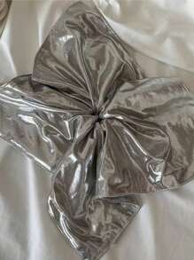 Silver Leather Scrunchie Hair Tie, Strong Grip Ponytail Holder Accessories